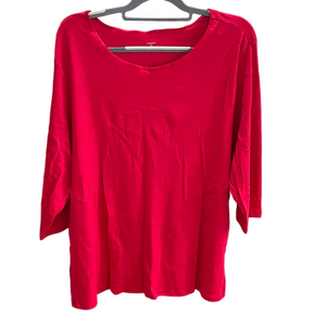 CJ Banks Red Scoop Neck Half Sleeve Cotton Top